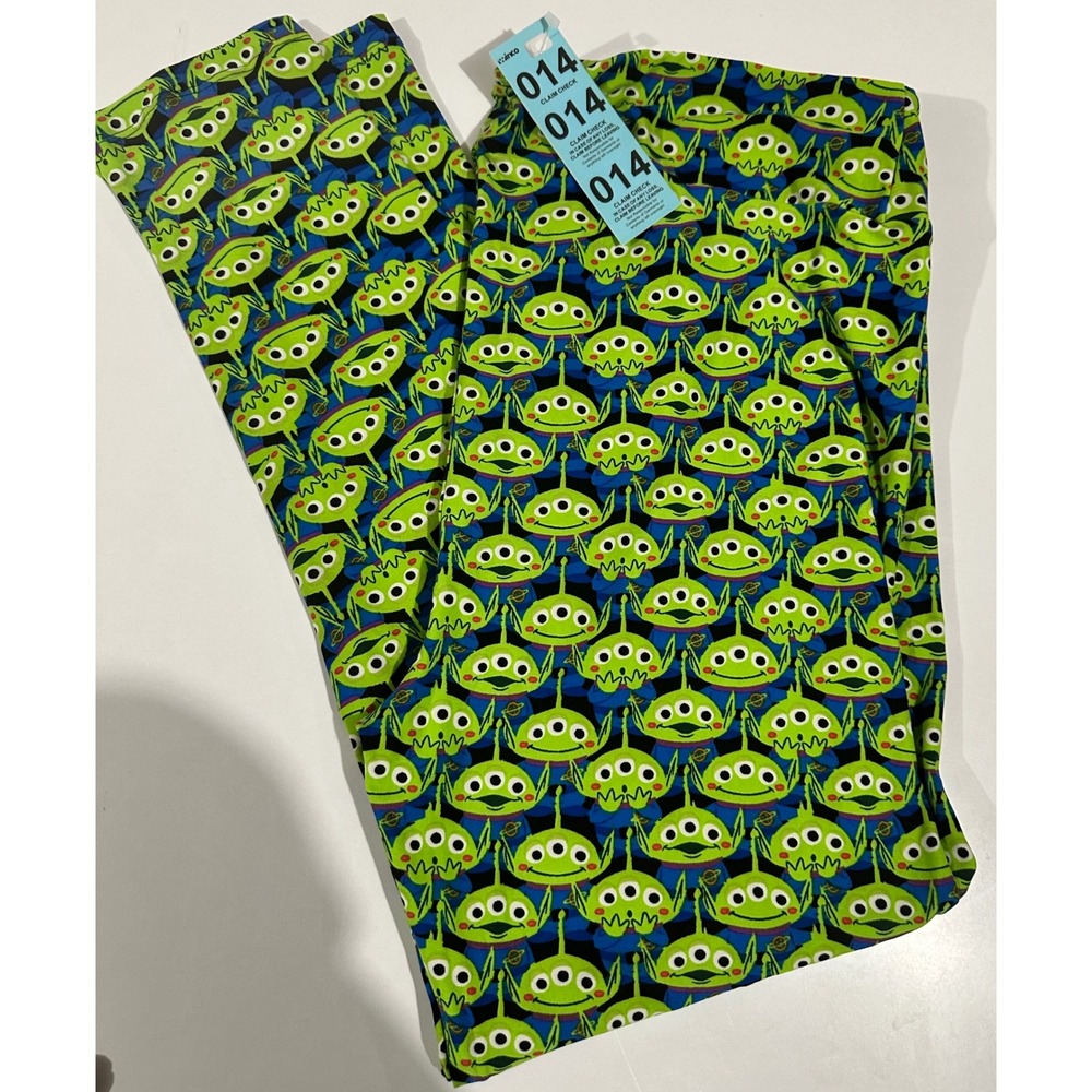LuLaRoe Disney Toy Story Alien Little Green Men Leggings TC2 Tall Curvy Green
